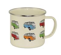 BRISA VW Collection - Volkswagen Grande Tasse à café en émail avec des Motifs colorés (500ml) (Bulli Parade/Beige)
