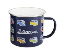 BRISA VW Collection - Volkswagen Grande Tasse à café en émail avec des Motifs colorés (500ml) (Bulli Parade/Bleu)