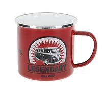 BRISA VW Collection - Volkswagen Grande tasse à café en émail avec des motifs colorés (500ml) (Logo vintage/rouge)