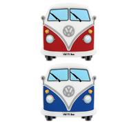 BRISA VW Collection Volkswagen T1 Bulli Bus Lot de 2 aimants en caoutchouc pour réfrigérateur, tableau blanc, tableau d'affichage (bleu et rouge)