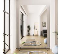 brisafe Miroir de fitness pivotant à 360° avec roulettes, 120 x 200 cm Miroir de corps entier mobile pour yoga Nanomatériau Incroyablement léger, incassable Miroir debout pour thérapie, vestiaire