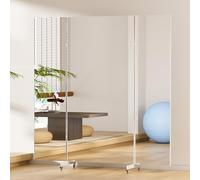 brisafe Miroir Pleine Longueur, 180 x 180 cm, Grand Miroir sur Pied 3 côtés, avec roulettes et miroirs Roulant Extra Large à 360 °, Fonction rotative, incassable, pour Yoga, Chambre à Coucher, Studio