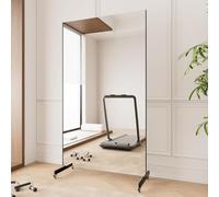 brisafe Miroir Pleine Longueur Incassable 180 x 100 cm, Miroir sur Pied avec roulettes, Grand Miroirs de Gym à Domicile pivotant à 360° Mirroir Danse Yoga pour Chambre Salon Salle de Sport, Noir