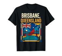 Brisbane Queensland Australie Drapeau Rivière Skyline Voyage Art T-Shirt