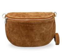 Brise Art AFIA Sac banane en daim fait à la main, Marron cognac - 1, M, Sac à bandoulière