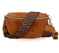 Brise Art SAHEL Sac banane en daim fait à la main, Marron cognac 2, M, Sac à bandoulière