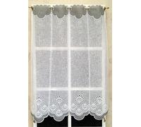 Brise bise Etamine Blanc et Gris brodé env. 140 cm Réf. 14703.140GR. NOTE IMPORTANTE ! 1 unité = 15 cm de largeur. Si vous n'achetez qu'un seul article, vous recevrez un rideau de seulement 15 cm..