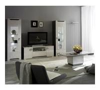 BRISE - Ensemble Salon Moderne effet Béton Laqué Gris -