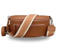 BRISE Lucia - Sac banane pour femme - En cuir véritable - Fait à la main - Avec sangle en cuir + larges bretelles à motifs en option - 3 compartiments - Sac banane élégant - Fabriqué en Italie, Marron