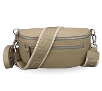 BRISE Lucia Sac banane pour femme en cuir véritable fait à la main avec sangle en cuir + larges bretelles à motifs en option 3 compartiments Sac banane élégant fabriqué en Italie, Taupe-3