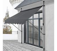 Brise-Soleil Pare-Soleil Acier et Polyester Hauteur Variable 198 x 120 x 200-298 cm Anthracite Gris