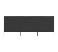 Brise-Vent 3 Panneaux, Tissu Non Tissé Polyester Résistant, Piquets en Bois Inclus, Brise Vue Camping et Brise Vent de Plage, Protection Contre Le Vent, Anthracite, 400 x 80 cm