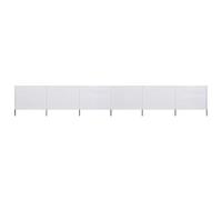 Brise-Vent Extérieur 6 Panneaux, Tissu Non Tissé Résistant, Brise Vue Camping et Brise Vent de Plage, Piquets en Bois Inclus, Panneau Occultant Exterieur, Blanc Sable, 800 x 120 cm
