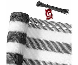 Brise vue 1,2 x 10 m Gris-blanc Tissu HDPE Pare-soleil brise-vue jardin balcon Protection UV vent