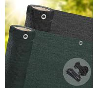 Brise-vue 100 % brise-vue 320 g/m² pour jardin, clôture, balcon, pare-vent, filet d'ombrage imperméable avec revêtement arrière vert, 1 m x 10 m, cordon gratuit et 50 attaches zippées incluses