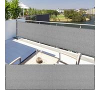 Brise-vue - 90 x 280 cm - Gris clair - Durable - Avec œillets et cordon - Pour balcon et terrasse - Protection contre le vent et le soleil - Brise-vue extérieur
