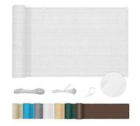 Brise-Vue Auvent 75 x 650 cm Protection Contre Les Regards Brise-Vent Jardin Ecran avec Oeillets Attaches de câble pour Balustrade et Balcon, Blanc
