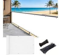 Brise Vue Balcon 1.8 x 10 m Imperméable Cache Vue Balcon Protection UV Opaque Résistant Aux Contre Vent Brise Exterieur Cache pour Exterieur Terrasse, Blanc