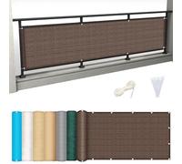 Brise Vue Balcon 100 x 700 cm avec Œillets Cordons Brise Vue Renforcé avec Attaches de Câble et Cordons pour Balcon Terrasse Jardin, Marron