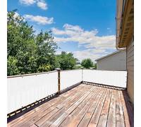 Brise Vue Balcon 130 x 240 cm Protection UV, Coupe-Vent et Imperméable, Résistant Aux Intempéries, Cache Brise Balcon Opaque avec Trous et Serre Câbles pour Terrasse, Blanc