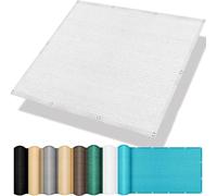 Brise Vue Balcon 160 x 210 cm Anti 95% UV Contre Le Vent Brise Vue Balcon Extérieur avec Oeillets et Cordons pour Terrasse Piscine, Blanc