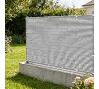 Brise Vue Balcon 2.1 x 5 m Contre Soleil, Vent, Déchirures UV Résistant, Protection Visuelle, Personnalisé, Brise Vent Terrasse avec Attaches Câble pour Balcon Terrasse, Gris Clair