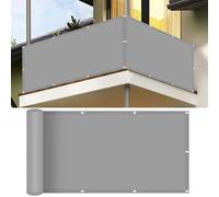 Brise Vue Balcon 40 x 450 cm Protection Contre Les Regards Toile de Balcon Brise Vue Jardin avec Attaches de Câble et Cordons pour Balcon Jardin Patio Terrasse, Gris Clair