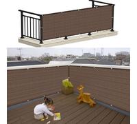 Brise Vue Balcon 50 x 350 cm UV Résistant Respirant Balcon Protection Contre Les Regards avec Attaches de Câble, Facile a Poser pour Patio Extérieur Clôtures, Marron