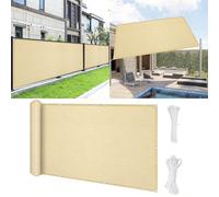 Brise Vue Balcon 60 x 120 cm Blocage des UV, Vent Protection Pare-Vue Protection Contre Le Vent avec Attaches de Câble et Cordons pour Balcon et Clôture Porches, Couleur Crème
