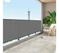 Brise Vue Balcon 77 x 280 cm Protection UV, Coupe-Vent et Imperméable, Résistant Aux Intempéries, Bâche de Balcon Brise-Vue avec Trous et Serre Câbles pour Patio, Gris Clair