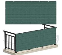 Brise Vue Balcon 90 x 150 cm Ant- UV, Protection de La Vie Privée et Sécurité, Opaque Résistant Brise-Vue pour Balcon Couverture pour Exterieur Terrasse, Vert Foncé