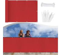 Brise Vue Balcon 90 x 400 cm Protection UV Opaque Résistant Aux Contre Vent avec Attaches Brise Vue Balcon Cache Exterieur Jardin pour Jardin Patio, Rouge