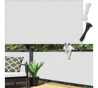 Brise Vue Balcon Cache 1.1 x 5 m, Cache Balcon Respirant, Vent Protection UV Résistant Ventilé, Brise Vue Filet de Clôture, with Rope pour, Blanc