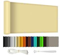 Brise Vue Balcon Exterieur 100 x 240 cm Blocage des UV, Vent Protection Brise-Vue Occultant Écran Vent avec Oeillets et Cordons, Facile a Poser pour Balcon et Clôture Porches, Couleur Crème