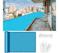 Brise Vue Balcon Extérieur 110 x 650 cm HDPE 220G/M², Protection Contre Soleil, Résistant Aux Intempéries Écran de Confidentialité pour Balcon pour Jardin Patio, Bleu Ciel