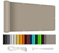 Brise Vue Balcon Exterieur 120 x 180 cm Protection Contre Les Regards Couverture de Confidentialité Écran avec Attaches de Câble et Cordons pour Balcon Jardin Patio Terrasse, Taupe