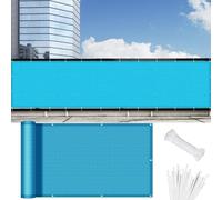 Brise Vue Balcon Extérieur 135 x 660 cm 220G/M² Hdpe, Contre Le Vent et Le Soleil avec Œillets, Cordons Brise-Vue, Brise-Vue Balcon pour Exterieur Terrasse, Bleu Ciel