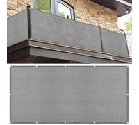 Brise Vue Balcon Exterieur 150 x 450 cm Protection Contre Les Regards Clôture Brise Vue HDPE Pare Soleil avec Attaches de Câble et Cordons pour Balcon Jardin Patio Terrasse, Gris Clair