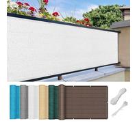 Brise Vue Balcon Exterieur 70 x 500 cm Protection Contre Les Regards Revêtement de Balcon avec Attaches de Câble et Cordons pour Patio Extérieur Clôtures, Blanc