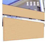 Brise Vue Balcon Exterieur 80 x 850 cm Protection UV HDPE Pare-Soleil pour Balcon avec Oeillets et Cordons, Facile a Poser pour Patio Extérieur Clôtures, Couleur Crème