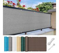 Brise Vue Balcon Exterieur 90 x 600 cm Protection Contre Les Regards Filet d'ombrage Clôture avec Attaches de Câble, Facile a Poser pour Patio Extérieur Clôtures, Gris Clair