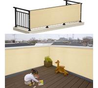Brise Vue Balcon Exterieur 90 x 700 cm Blocage des UV, Vent Protection Clôture Brise Vue HDPE Pare Soleil Au Vent, Résistance à La Déchirure pour Patio Extérieur Clôtures, Couleur Crème