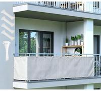 Brise Vue Balcon Gris clair 1.4x7m Couverture De écran Jardin Exterieur | 200g/㎡ Polyester Protection UV Résistant Déchirures Vent Protection Contre Les Regards avec Attaches de Câble et Cordons
