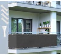 Brise Vue Balcon Gris foncé 1.1x4m Couverture De écran Jardin Exterieur | 200g/㎡ Polyester Protection UV Résistant Déchirures Vent Protection Contre Les Regards avec Attaches de Câble et Cordons