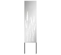 Brise-vue de jardin, argenté, 32 x 140 cm, acier galvanisé mat, laqué mat, rectangulaire, incrustations décoratives pour terrasse et balcon, espace extérieur privé