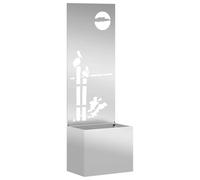 Brise-vue de jardin argenté - 50 x 32 x 150 cm - En acier galvanisé mat - Brise-vue décoratif pour terrasse et jardin - Avec incrustations décoratives et montage facile