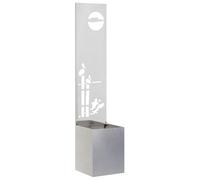 Brise-vue de jardin argenté en acier inoxydable 32 x 150 cm avec incrustations décoratives mates pour terrasse et jardin comme décoration murale élégante et solution d'intimité
