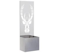 Brise-vue de jardin argenté en acier inoxydable avec incrustations décoratives mates - 50 x 150 cm - Pour terrasse et jardin - Résistant aux intempéries et facile à monter