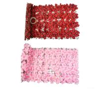 Brise-vue de jardin avec feuilles de cerisier artificielles, résistant aux intempéries et renforcé pour clôture et mur, rouge