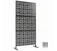 Brise Vue décoratif Extérieur - Outsunny - 3 Panneaux - avec support - à motif géométrique - métal - 92 x 40 x 192 cm - Noir